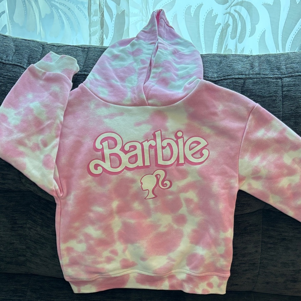 Barbie Kids Pink and White Hoodie